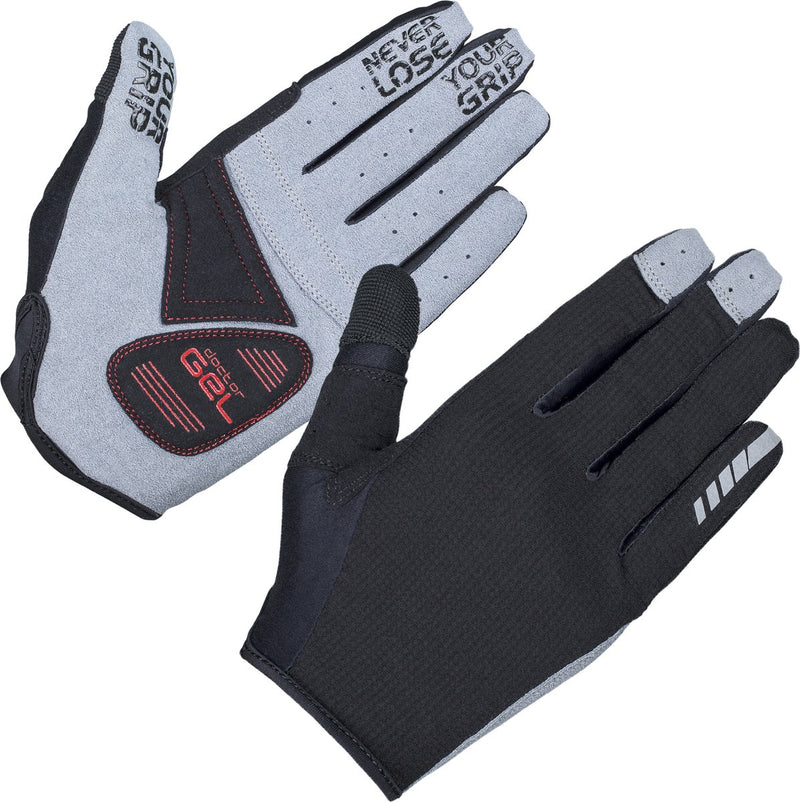 Gripgrab - guantes de ciclismo mtb gravel de verano con dedos largos acolchados con tiburón - negro - unisex - talla xxl