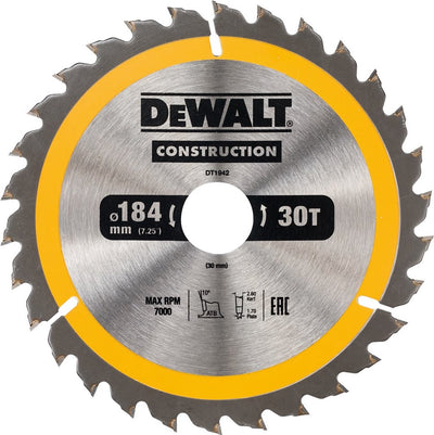 Accessori Dewalt lama per sega circolare 184x30x30t, positiva 10°, tacca 2,6mm - dt1942-qz