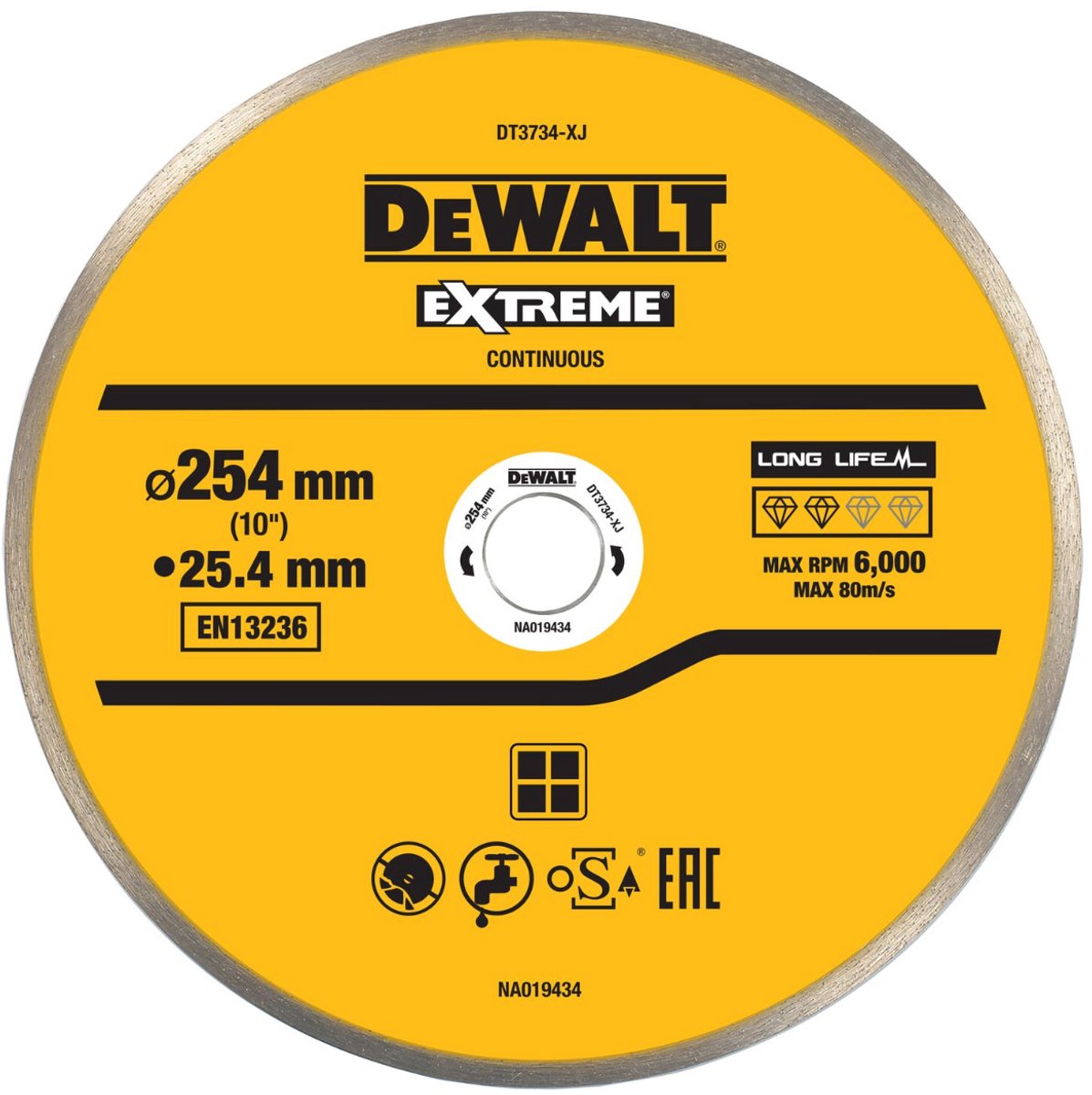 Disco de sierra diamantada Dewalt dt3734 para azulejos 250x25,4mm