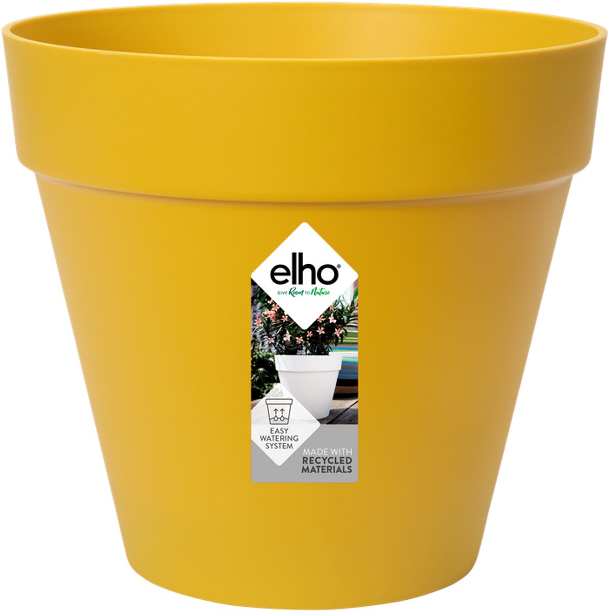 Elho loft urban round 25 - macetero de exterior - ø 24,5 x h 22,0 cm - ocre