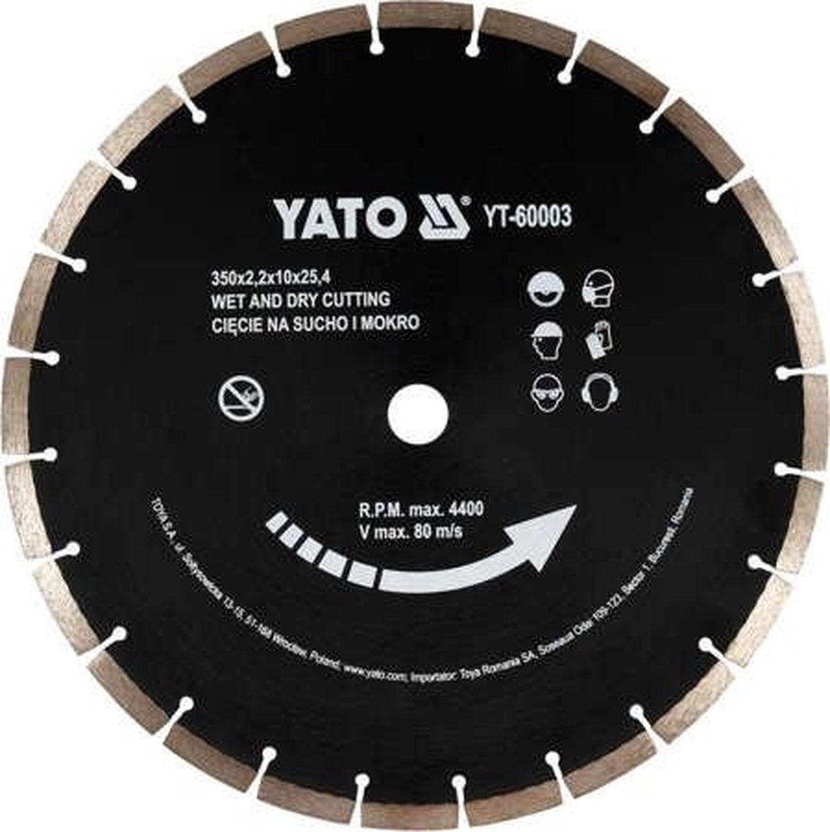 Yato diamantblad - 24t - dia 350mm - voor elk merk betonzaag