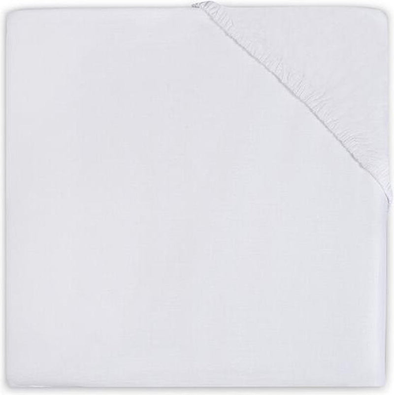 Jollein - lenzuolo con angoli per lettino jersey (bianco) - cotone - lenzuolo con angoli per bambini, lenzuolo con angoli per lettino junior - 70x140 75x150 cm
