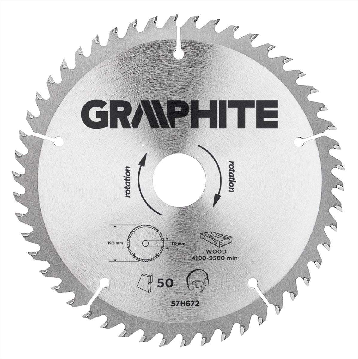 Graphite cirkelzaagblad 190 mm, 50 tands, hout
