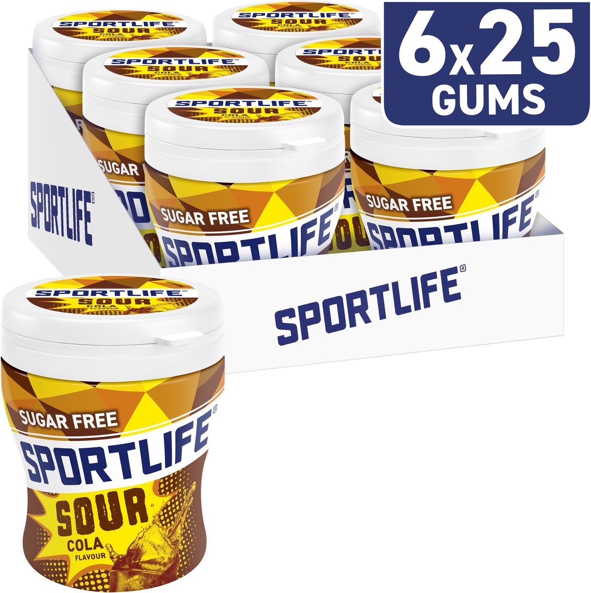 Sportlife chicle sour cola - chicle - sin azúcar - 6x60g
