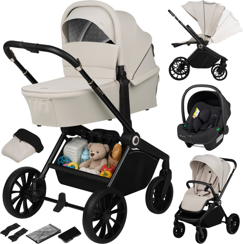 Lionelo mika plus - passeggino 3in1 - set xxl - incl. Seggiolino auto i-size - versatile e adatto a tutto l'anno - ruote grandi - fino a 22 kg - funzionamento con una sola mano - per tutti i tipi di terreno - set di accessori