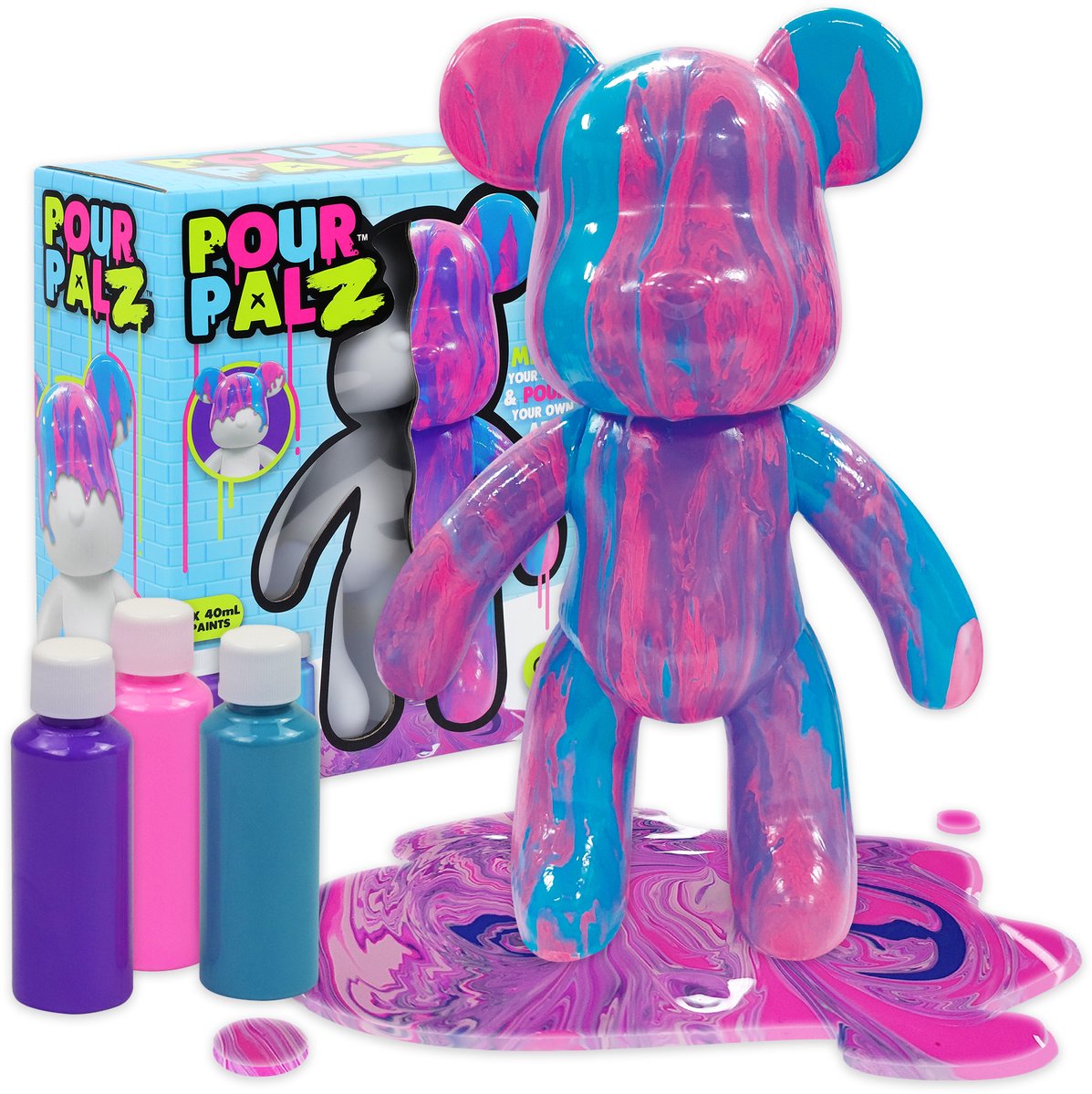 Gear2play pour palz large paint bear 'berry blast' - gietverfset (paars, roze, blauw)
