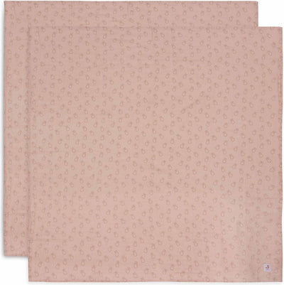Jollein x Miffy - panno idrofilo grande 115x115 cm - fasciatoio - cotone morbido - 2 pezzi - sagome miffy rosa selvatica