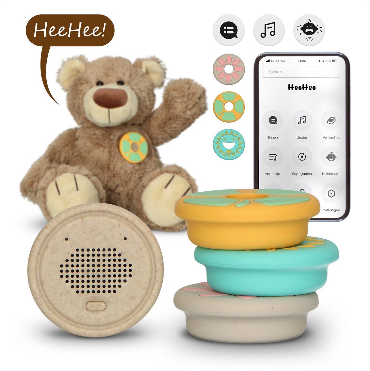 Alecto heehee - baby spraak button - maak van je knuffel een interactief vriendje