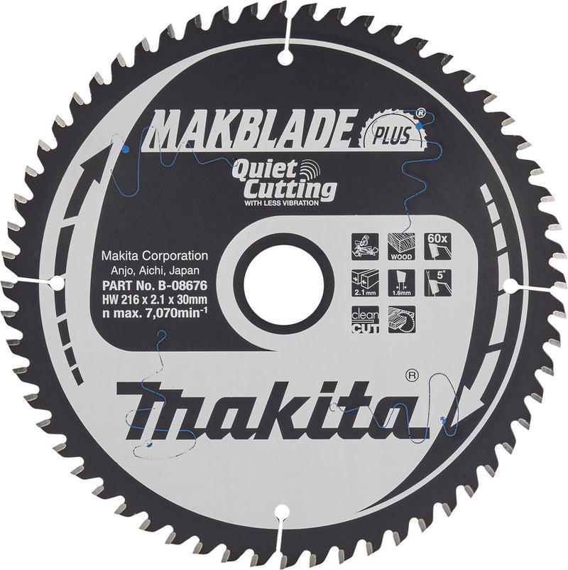 Makita afkortzaagblad voor hout | makblade-plus | ø 216mm asgat 30mm 60t - b-08676