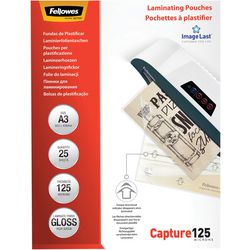 Bolsas para plastificar Fellowes 5396501 125 micras transparentes paquete de 25