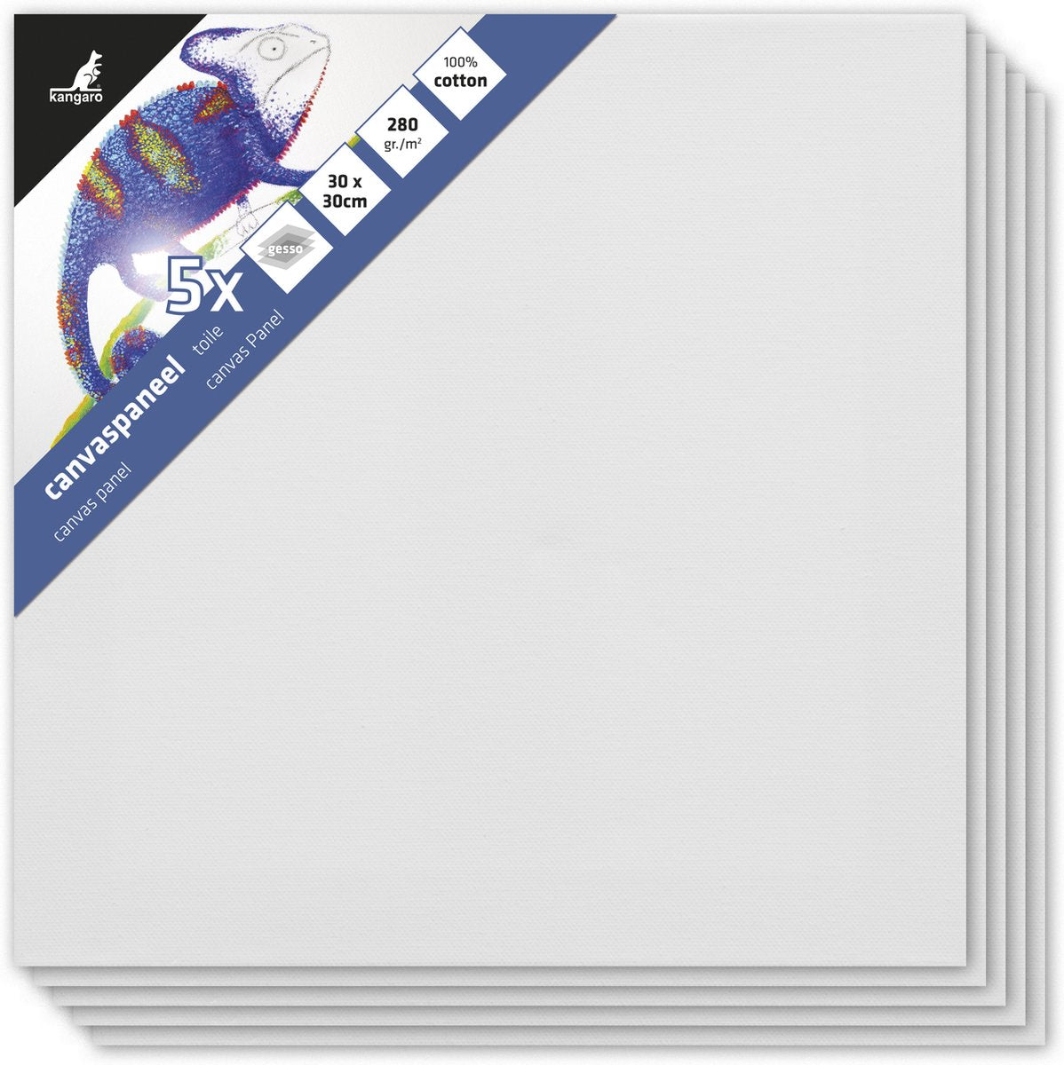 Kangaro canvaspaneel - 30x30 cm - 5 stuks - canvas schilderijdoek