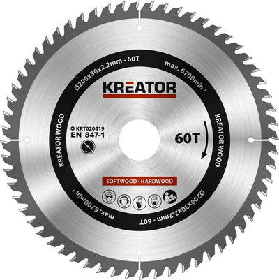 Kreator krt020419 lama per sega legno 200 mm - 60t