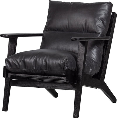 Woood houston fauteuil - leer- zwart - 86x71x71