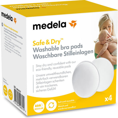 Discos absorbentes de lactancia lavables Medela - reutilizables - suaves y cómodos - lavables a 40-60°c - 4 piezas