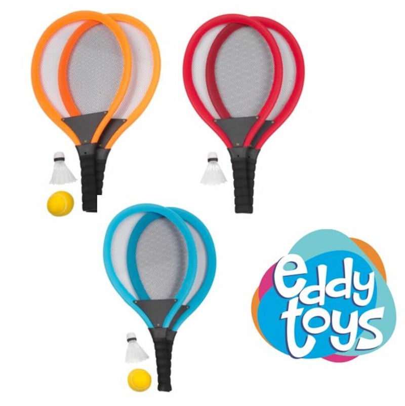Set da tennis gigante Eddy Toys - set da tennis gigante - set di racchette da tennis grande - set da tennis da 4 pezzi con palla e navetta - set da gioco all'aperto per bambini - 1 colore casuale