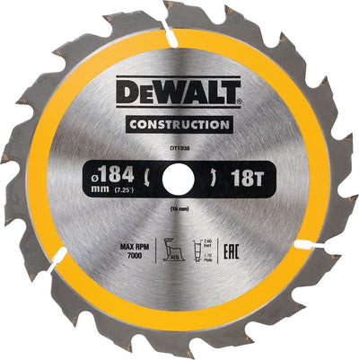Accessori Dewalt lama sega circolare 184x16x18t, positiva 20°, tacca 2,6mm - dt1938-qz