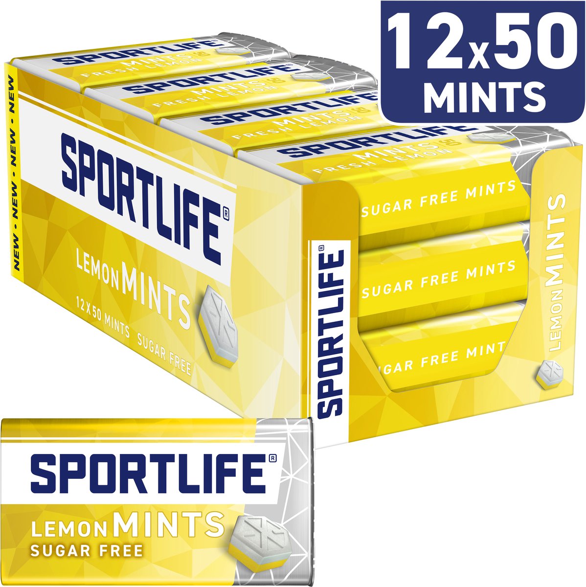 Sportlife mints lemon mint - frisse suikervrije mints - 12x35g