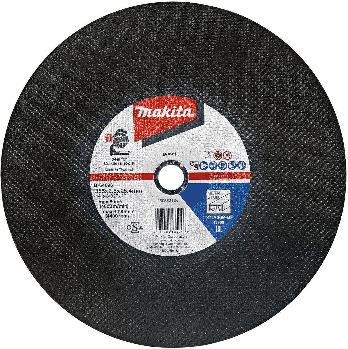 Makita b-64696-5 disco da taglio 355 x 2,5 x 25,4 mm a36p 5 pezzi per acciaio