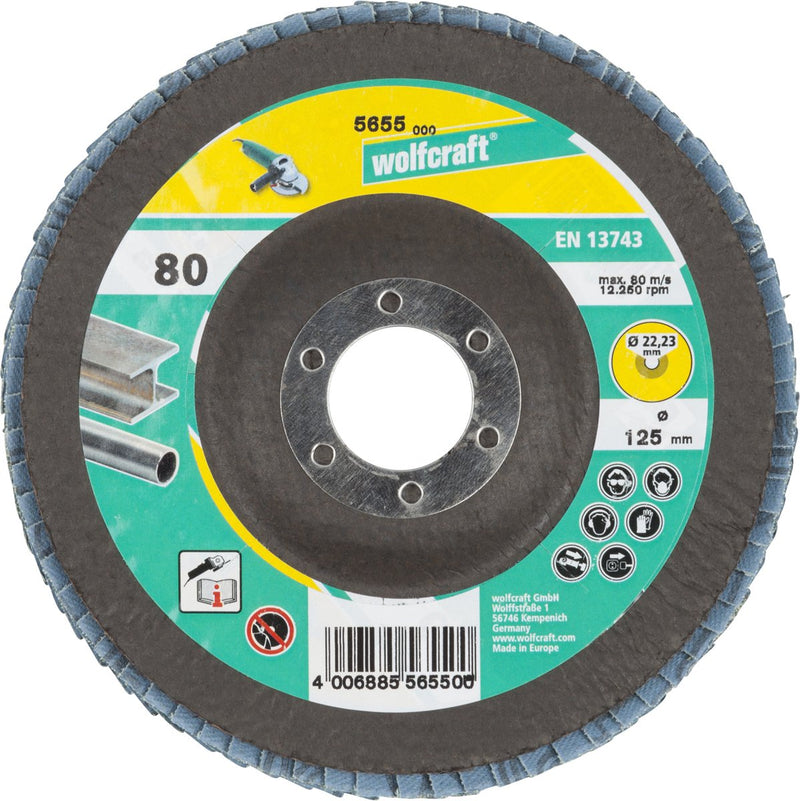 Wolfcraft - disco de láminas abrasivo ø 125 mm - disco de láminas grano 80 - 5655000
