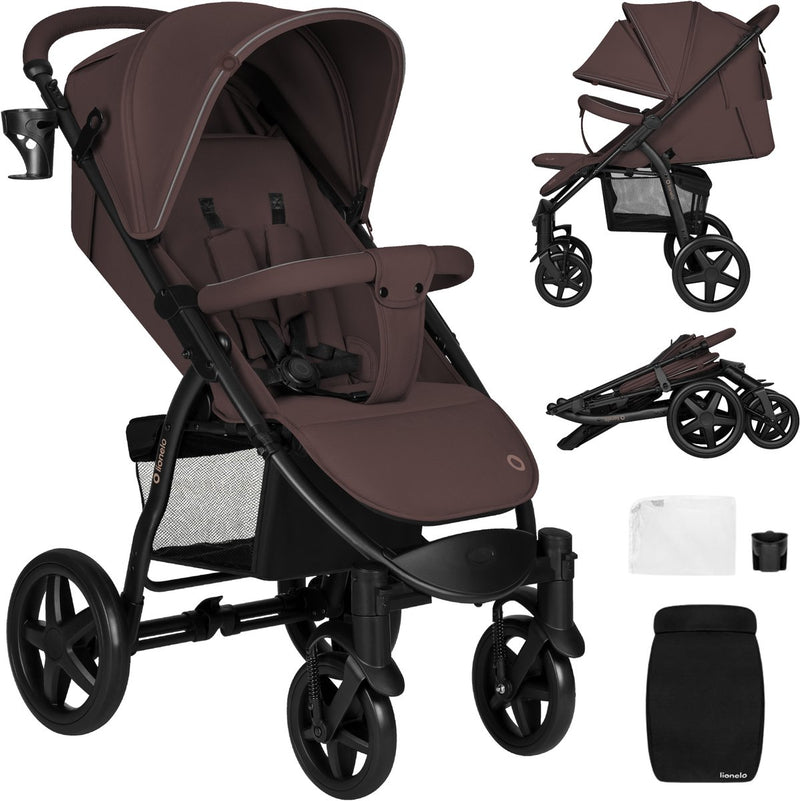 Lionelo buggy annet plus - ligero plegable - grandes ruedas macizas con suspensión - incluye saco, mosquitera portavasos - respaldo reposapiés ajustable - cochecito desde el nacimiento hasta 22 kg - cochecito