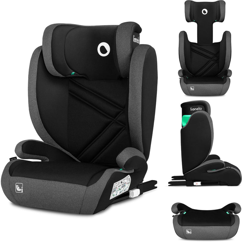 Lionelo Hugo i-size - seggiolino auto - gruppo 2 3 (3,5-12 anni da 15 a 36 kg 100-150 cm) - isofix - 2 in 1: rialzo con schienale rimovibile - poggiatesta regolabile - protezioni laterali avanzate - memory foam - lavabile - seduta comoda