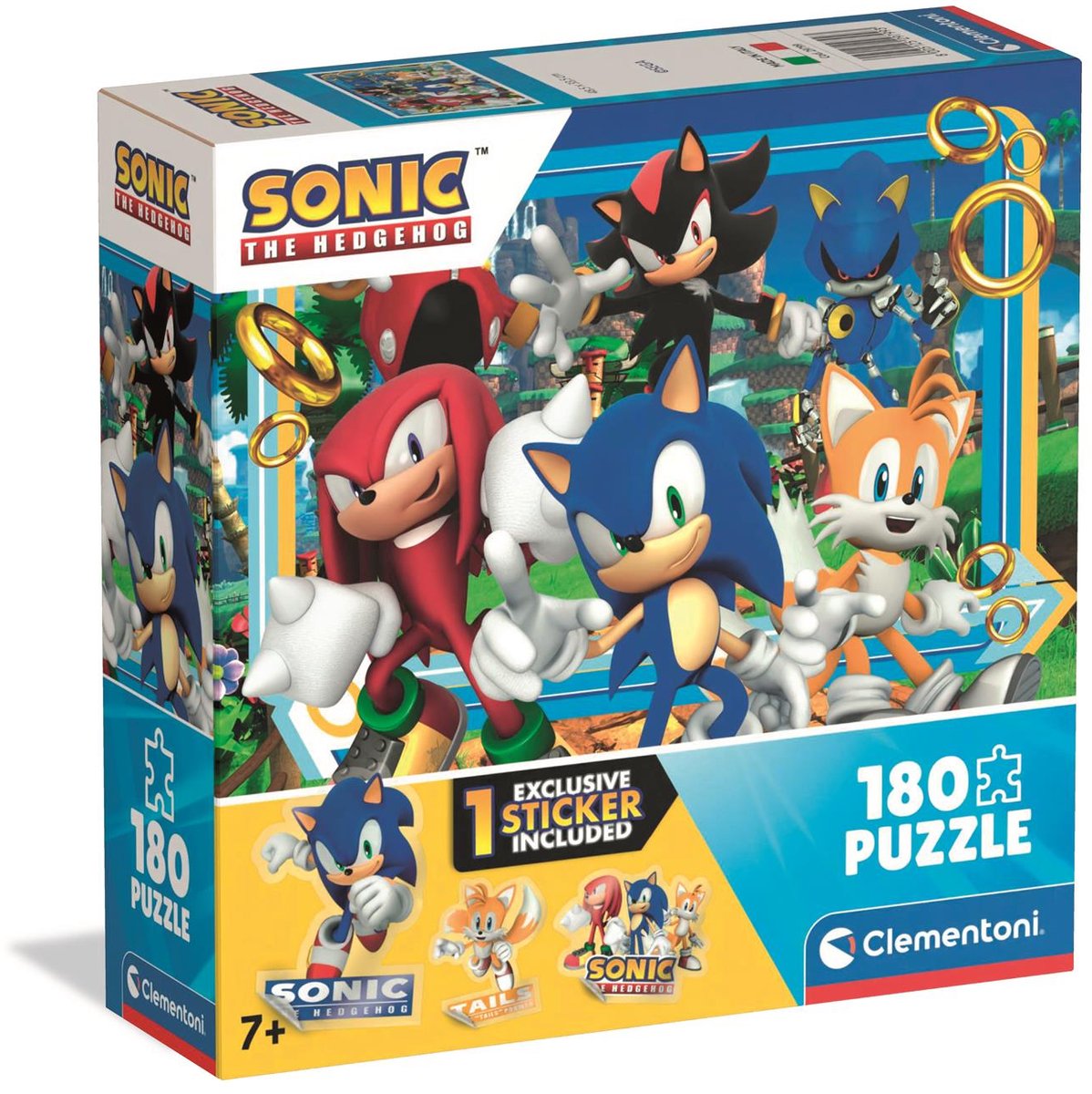 Clementoni - rompecabezas infantil - 180 piezas - sonic - rompecabezas a partir de 7 años