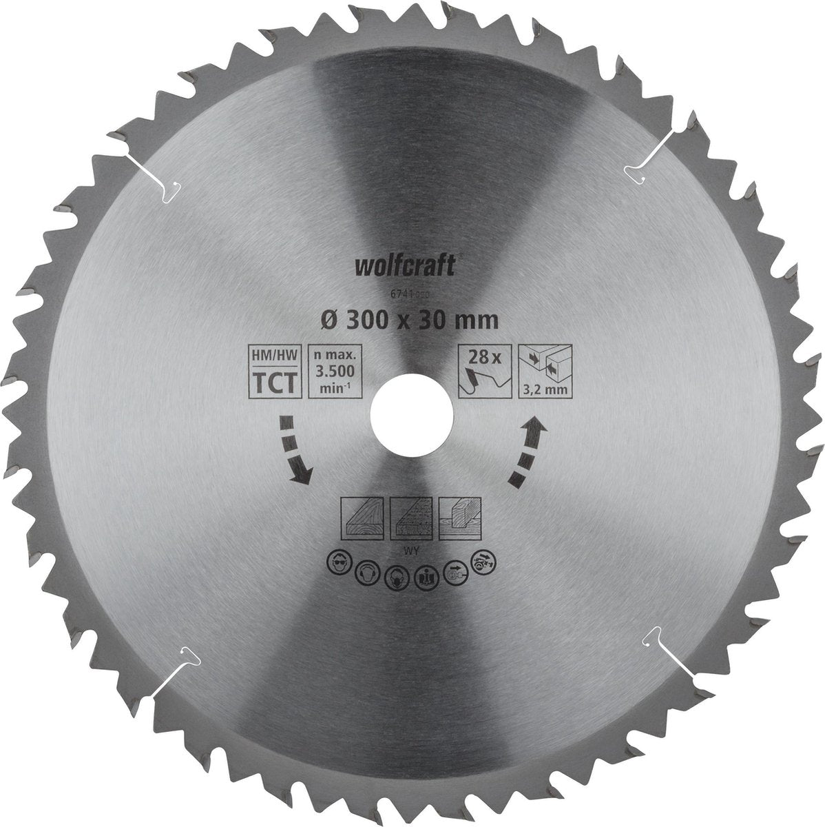 Wolfcraft - hoja de sierra circular de mesa 300x30mm - 28 dientes - hoja de sierra para sierra de mesa - 6741000