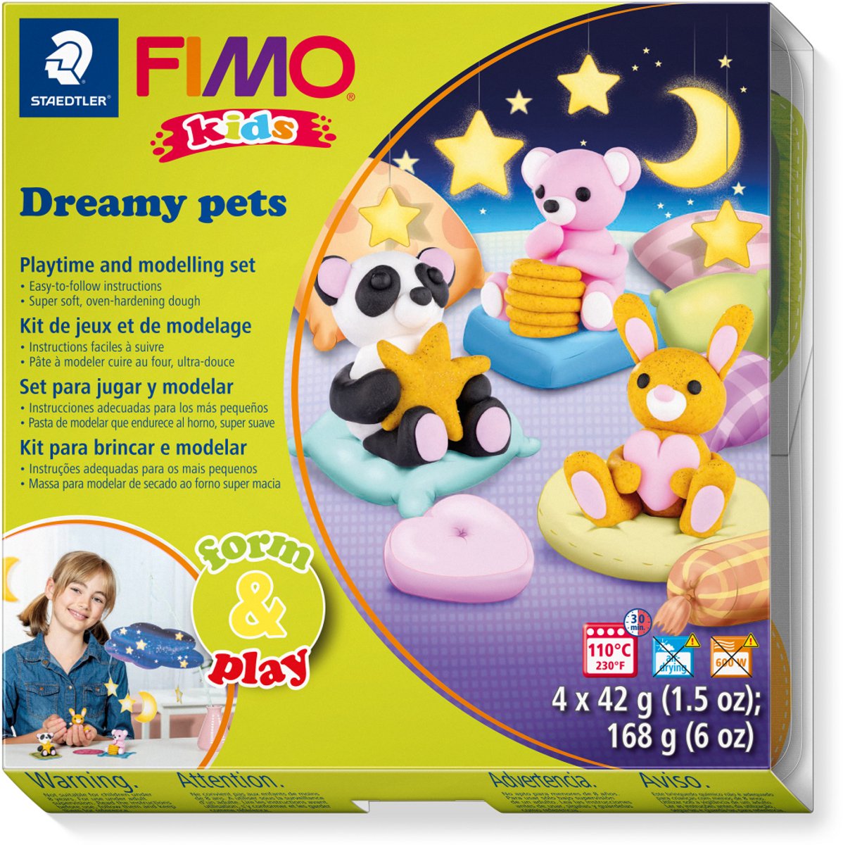 Fimo kids 8034 - ovenhardende boetseerklei - form play set dreamy pets