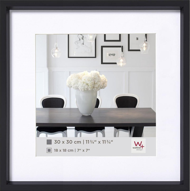 Stile Walther in acciaio - cornice in plastica - misura foto 40x40 cm - nera