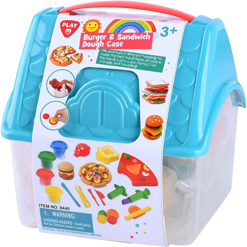 Gioca a hamburger e sandwich kleiset in scatola di stoccaggio, 4 barattoli di argilla