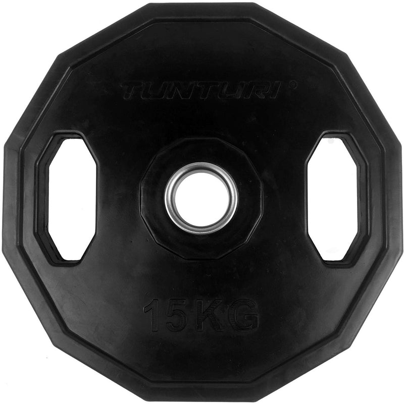Tunturi olympische halterschijf - halter gewichten - 1x 15 kg - 50mm - rubber - incl. gratis fitness app