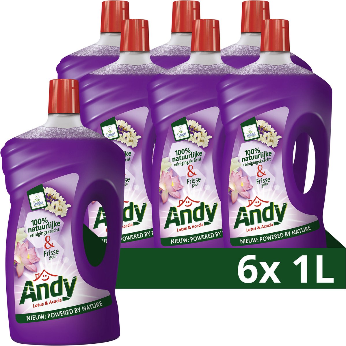 Andy - lotus acacia all-purpose cleaner - 6 bottles x 1l - value pack