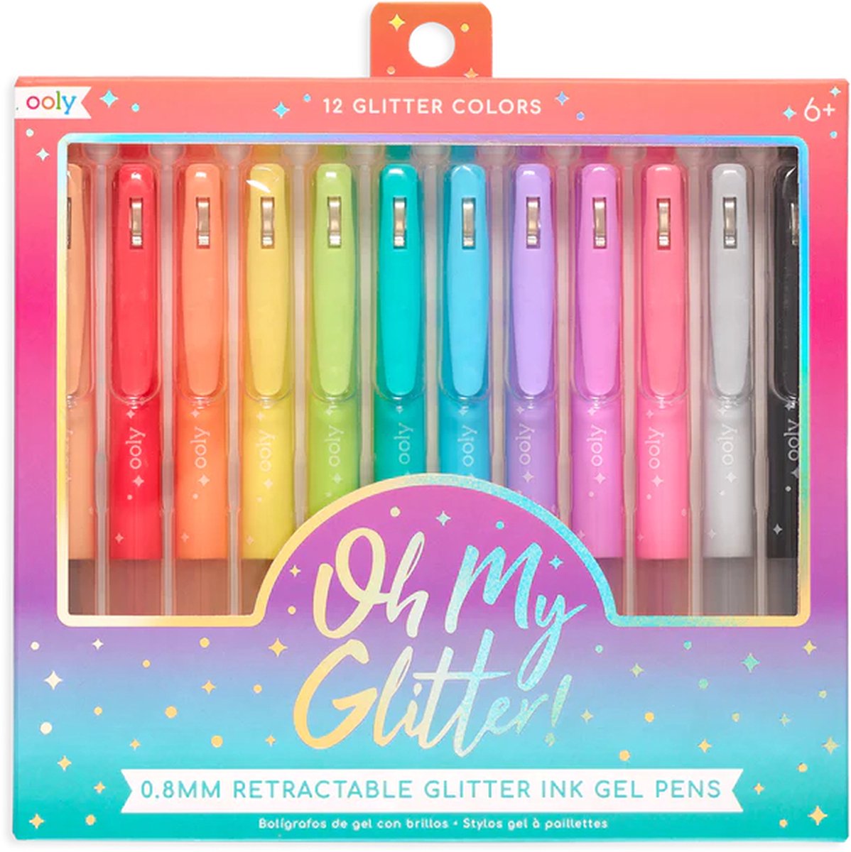 Ooly - oh my glitter! intrekbare gelpennen - 12 kleuren met penclip
