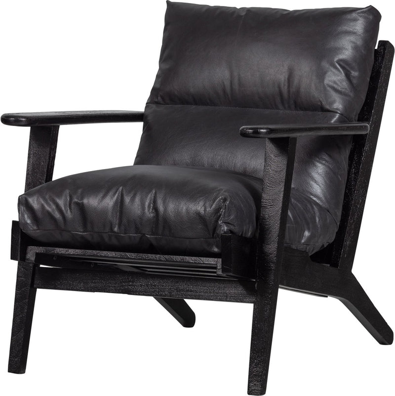 Poltrona Wood Houston - pelle - nera - 86x71x71