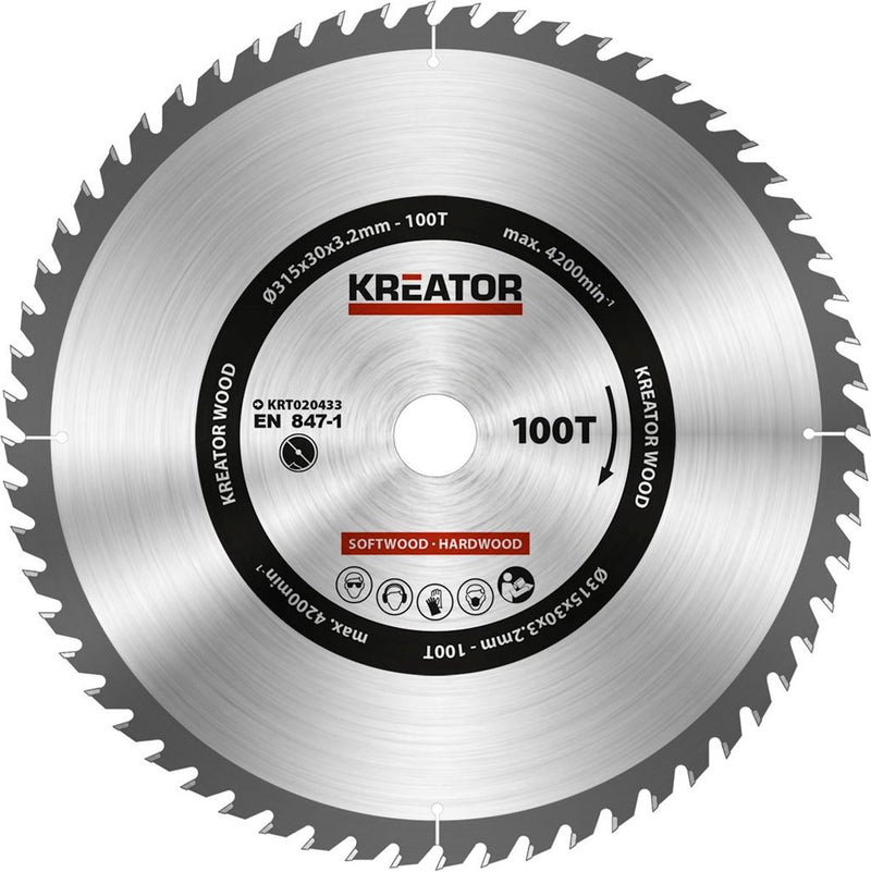 Lama per sega Kreator krt020433 legno - 315mm100t