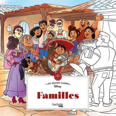 Hachette heroes disney les grands carrès disney familles - hachette - coloring book for adults