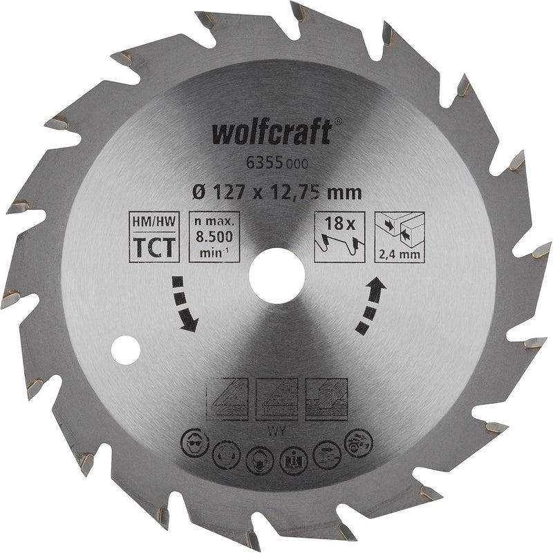 Wolfcraft - lama per sega circolare 127mm - 18 denti - foro 12,75 m - per sega circolare - 6355000