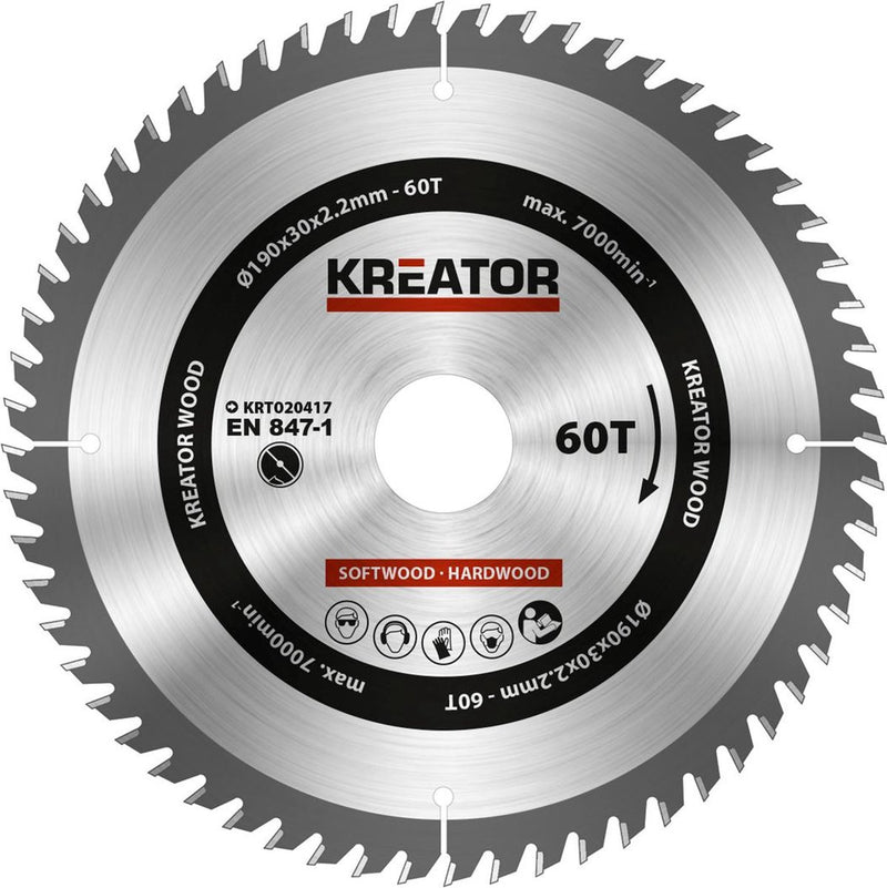 Kreator krt020417 lama per sega legno 190 mm - 60t
