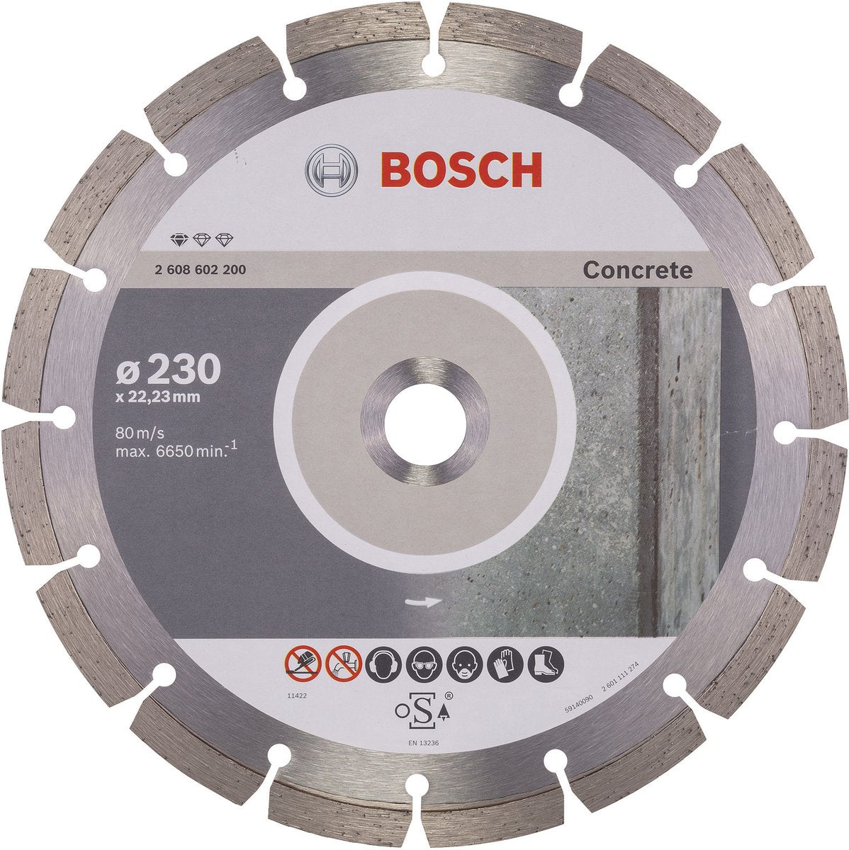 Accesorios Bosch disco de corte de diamante estándar para hormigón 230 x 22,23 x 2,3 x 10 mm 1º - 2608602200