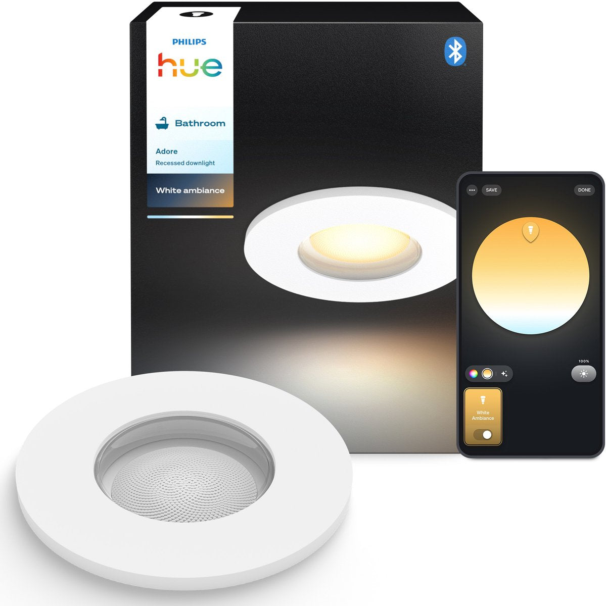 Philips hue adore badkamerinbouwspot - warm- tot koelwit licht - 1-pack - wit