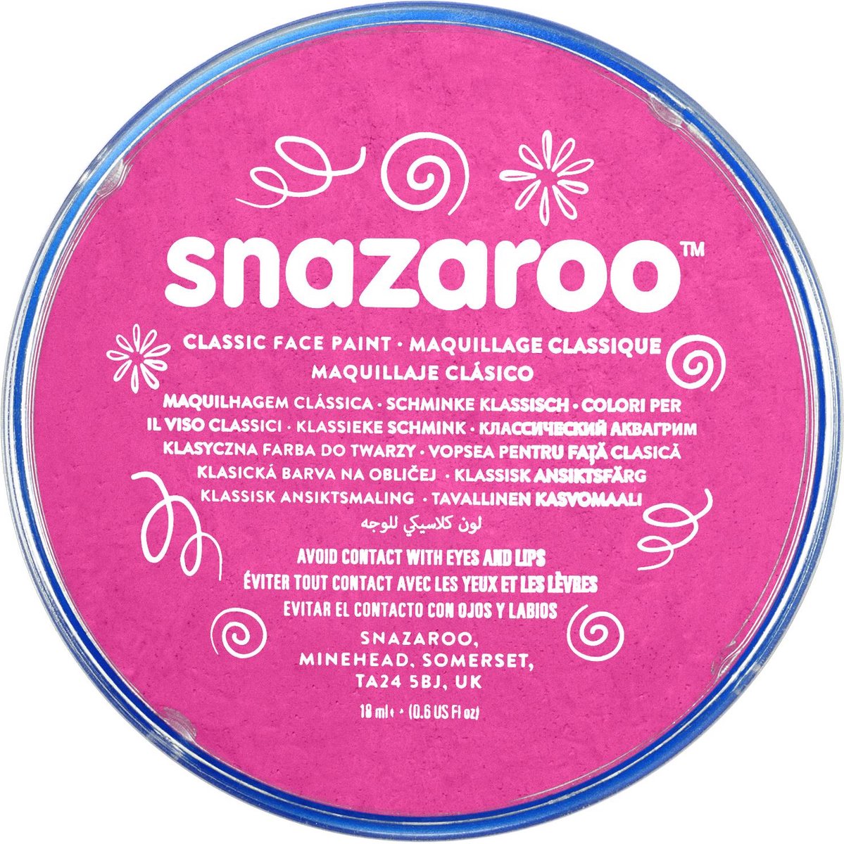 Snazaroo 1118058 - rosa - pittura per il viso acqua per bambini da 18 ml per bambini e adulti