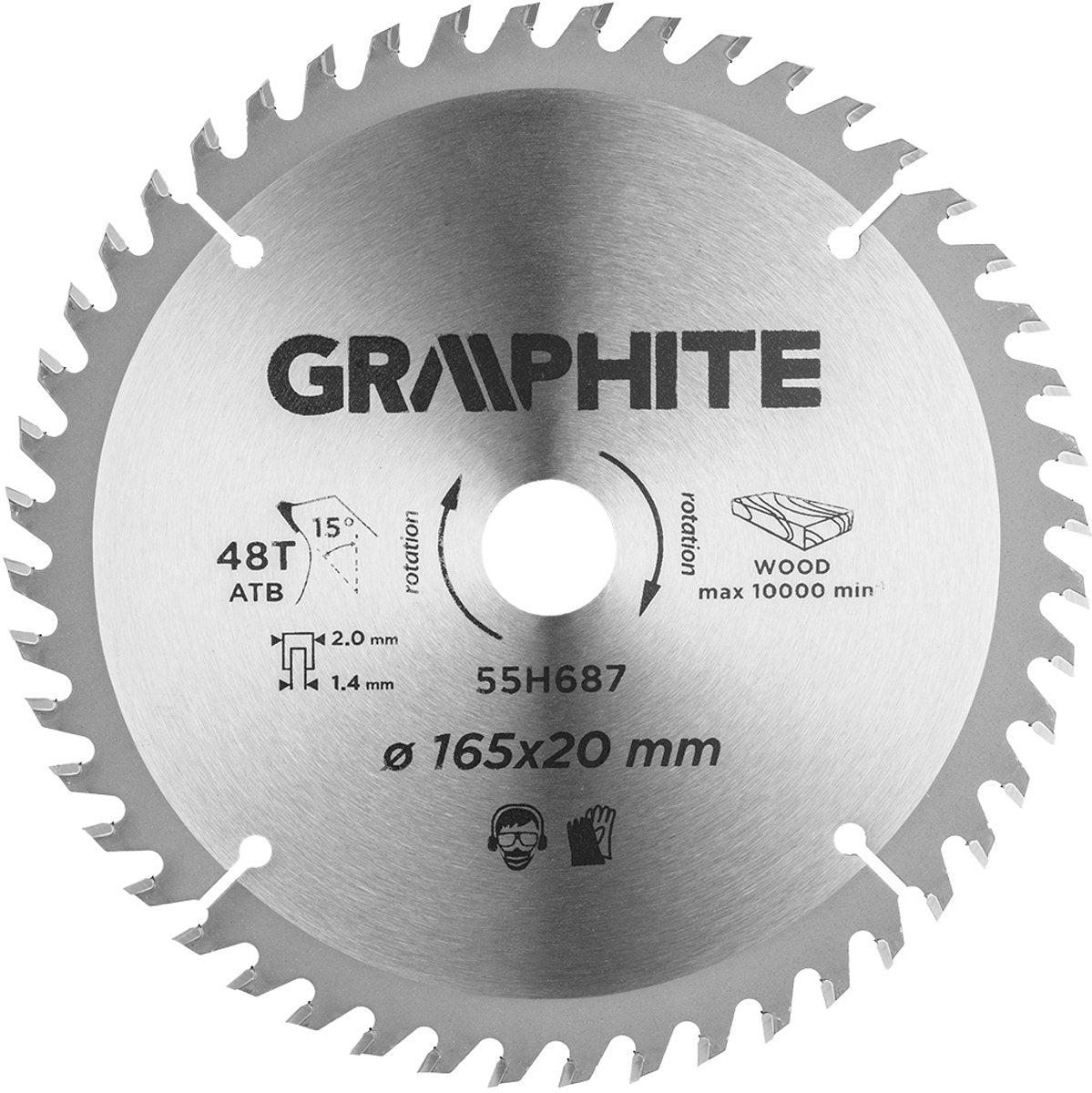 Graphite tarcza - cirkelzaagblad - 165mm - 48 tanden - widiowe staal