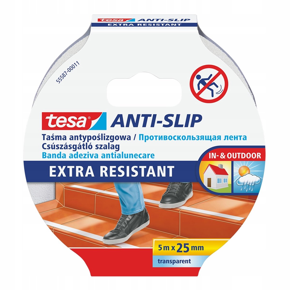 Tesa serie - antisliptape - 5m x 25mm - transparant - pvc acryl