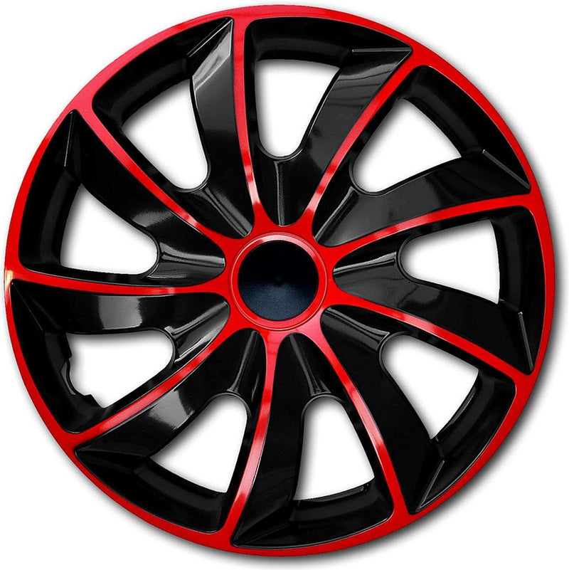 Set quadruplo di 14 coprimozzi, rosso e nero, 4 pezzi