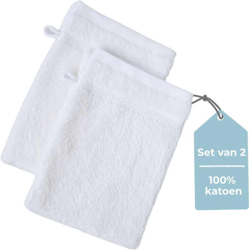 Cállate. Toallita living hush living - juego de 2 - 100% algodón - calidad pesada 500 g m2 - elegante borde y lazo para colgar - 16x22 cm - blanco