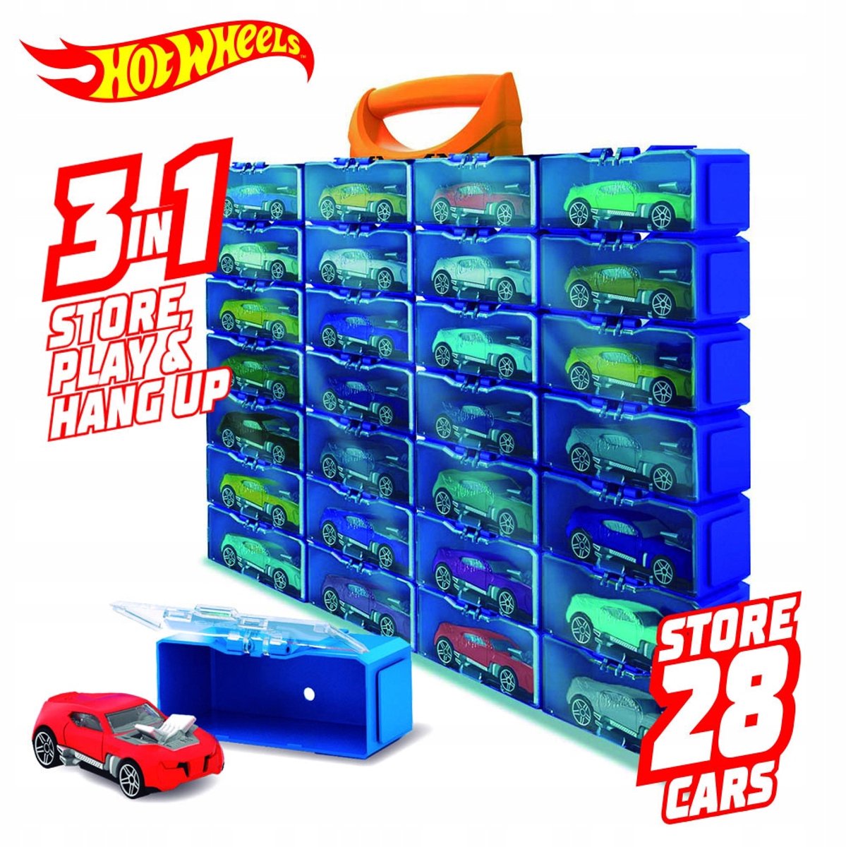 Maleta de coche hot wheels car case 28 piezas