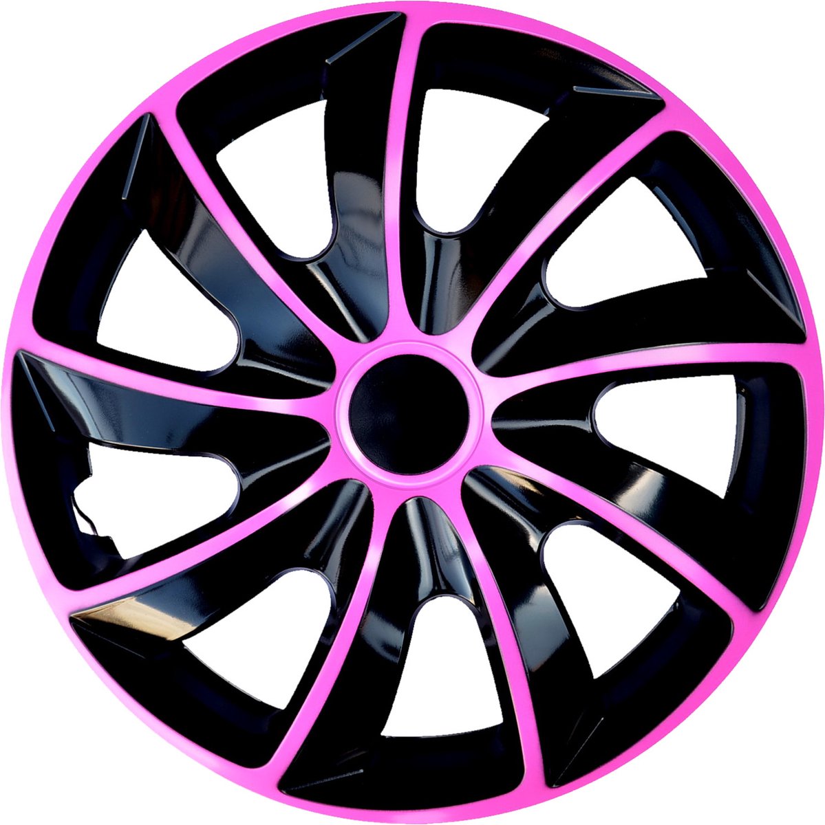 Nrm quad bicolour - wieldoppen 14 - set van 4 stuks kunststof - roze zwart