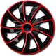 Quad 13 wieldoppen - rood en zwart, set van 4 stuks