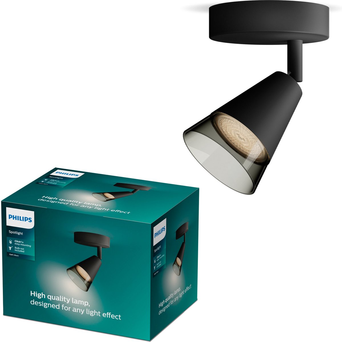 Philips led philips cleft spot - wandspot - met gerookt glas - gu10 led fitting