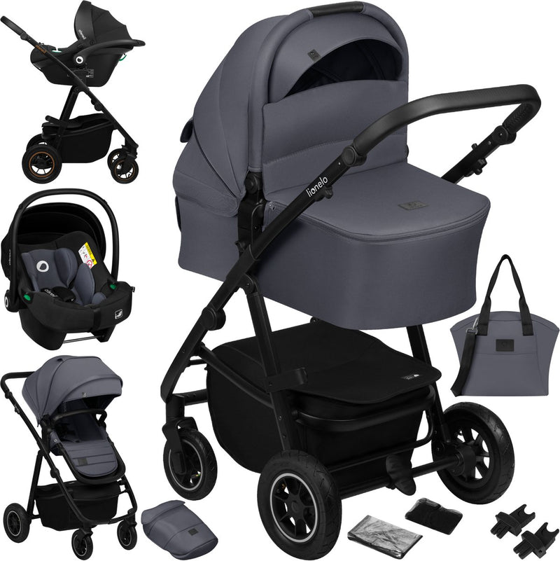 Silla de paseo Lionelo Amber Plus 3 en 1 - capazo, silla de paseo para coche - ventilación XXL - ruedas todoterreno - UPF50+ - adaptadores universales - tejidos premium - desde el nacimiento hasta los 4 años